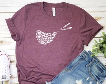 Birds in a Bird, Nature shirt, Birds Watching Study Fan Shirt, Mothers Day Gift, Graphic Womens Shirt, Graphic Tees, Graphic Tees Vintage