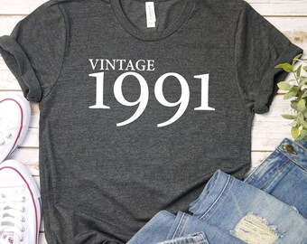 30th birthday gift, 30th birthday party,  dirty thirty, Vintage 1991 Shirt Women Men Unisex, Christmas gift, Custom year Birthday Shirt