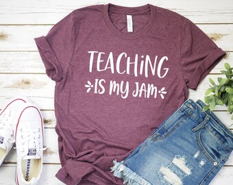 Cadeau pour l'enseignant, l'enseignement est ma chemise de confiture, chemise d'enseignant, cadeau d'enseignant de jardin d'enfants, chemise d'enseignant d'école primaire, cadeau de Noel, épouse
