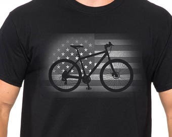 Cycling T Shirt. Bike Mens Tee shirt, Funny Father's Day Shirt. Father's Day Gift Idea. Christmas Gift. Unisex Bicycle shirt. USA flag shirt