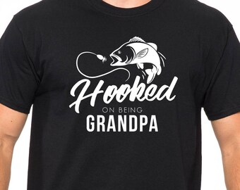 Hooked on Being Grandpa T shirt. Fishing T Shirt. Fishing Mens Tee shirt, Funny Father's Day Shirt. Christmas Gifts. Grandpa Gift Idea.