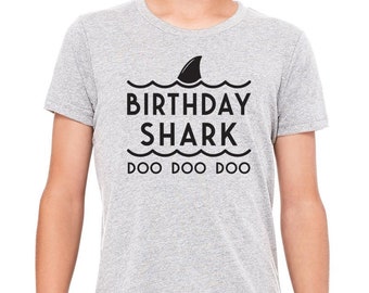 Birthday Shark Doo Doo Doo T-shirt, Family Shark Shirts, Unisex Womens Toddler Kids Cute Matching Shark T Shirts, Mom Dad Shark for birthday