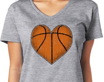 Basketball T-Shirt. Basketball Top. Basketball womens Shirt. Vintage Basketball heart graphic sport game T Shirt tee shirt Birthday Gift