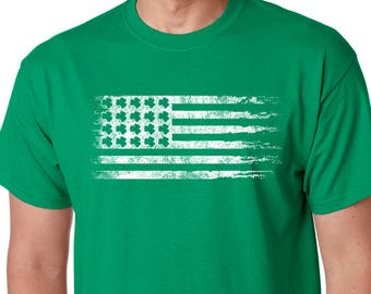 Mens Shirt Irish St Patrick's Day USA Flag Mens T shirt Shamrock Irish Gift Tshirt Lucky Shirts Party Irish T shirt Ireland Green Tee shirt
