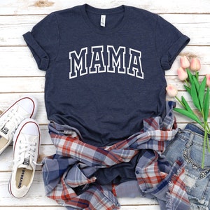 Mother's Day Shirt, Mama Shirt, Mom Shirt, Gift For Mom, Mother's Day Gift, Women's Mama Shirt, New Mom, Trendy Mom, Mama Gift Heather Navy/white