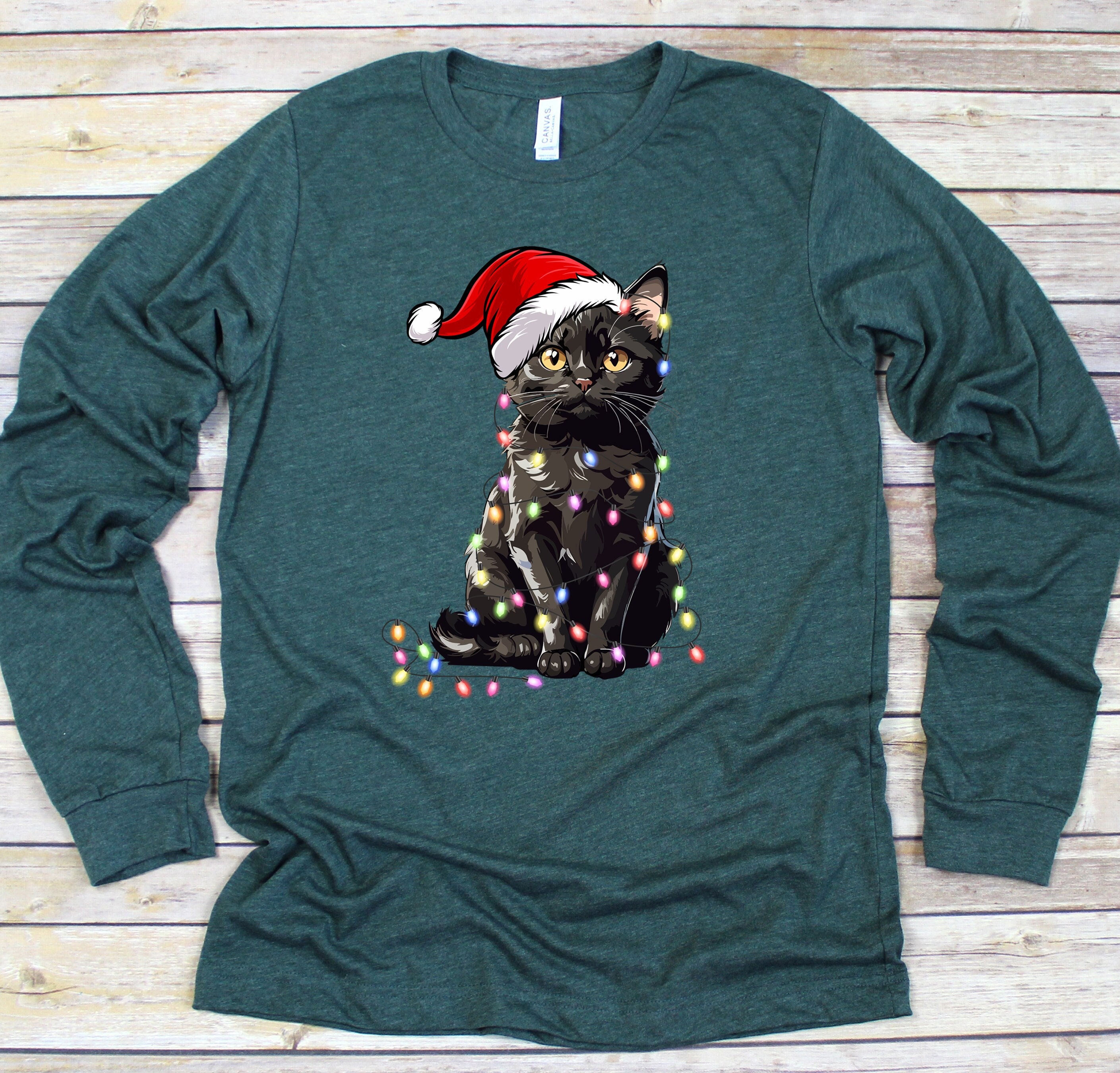 Black Cat Christmas Shirt, Funny Black Cat Xmas, Cute