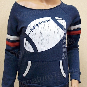 Football Off the Shoulder Sweatshirt Ladies Eco Fleece Sport sweater Womens Sweat shirt Girly cute Christmas Gift