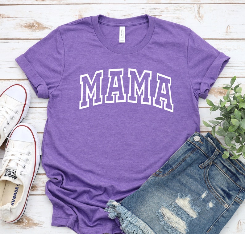 Mother's Day Shirt, Mama Shirt, Mom Shirt, Gift For Mom, Mother's Day Gift, Women's Mama Shirt, New Mom, Trendy Mom, Mama Gift Heather Purple/white