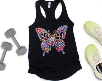 8647 Tank Top, Resist 8647 Floral Butterfly, Protest Tank, Liberal Tank top, Political Pro-Democracy top, Boho Shirt, Subtle 8647 Gym Top