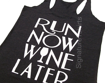 RUN Now WINE Later Tank Top Black, Workout Clothing, running Tanks, Gym Tank, marathon, Runners Tank Top, Workout Shirt, Fitness Tank top