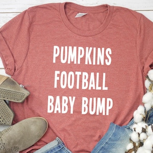 Football pregnancy shirt, football maternity shirt, fall football pregnancy announcement shirt, pumpkins football baby bump shirt