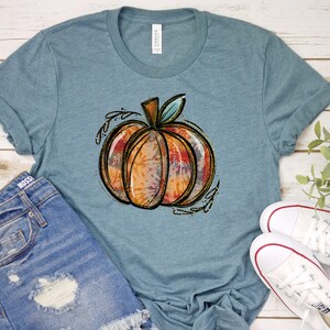 Fall Shirt, Pumpkin Shirt, Tie Dye Pumpkin Shirt, Fall Clothing, Fall Tshirt, Autumn Shirt, Tis' the season, Gift Idea, Women's Fall Shirt Heather Slate