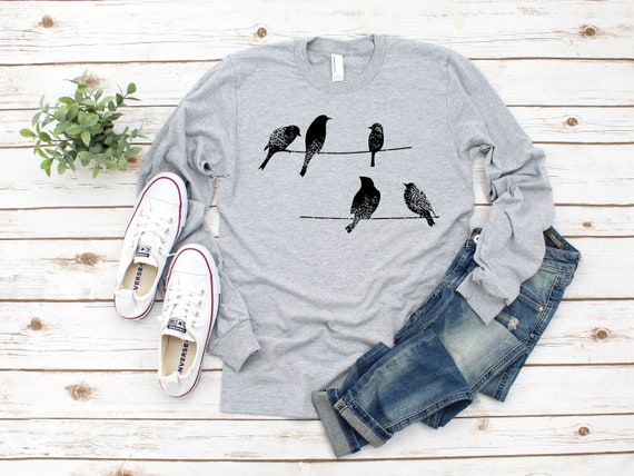 Birds T-shirt Birds on a Wire Graphic Birds Nature Shirt | Etsy