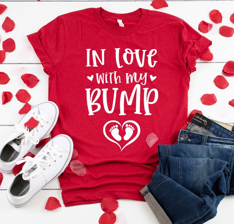 Pregnancy Announcement, Valentines Day T-Shirt, In Love with me Bump, Maternity Valentine, Valentines Day Shirt, Unisex Love tee, Baby bump image 1