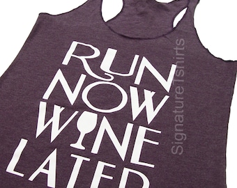 Birthday Gift -Run Now Wine Later Shirt. Run Now Wine Later Tank Top. Gym Tank Top. Gym Shirt. Gym Clothes. Running Tank. Cute Workout Tank