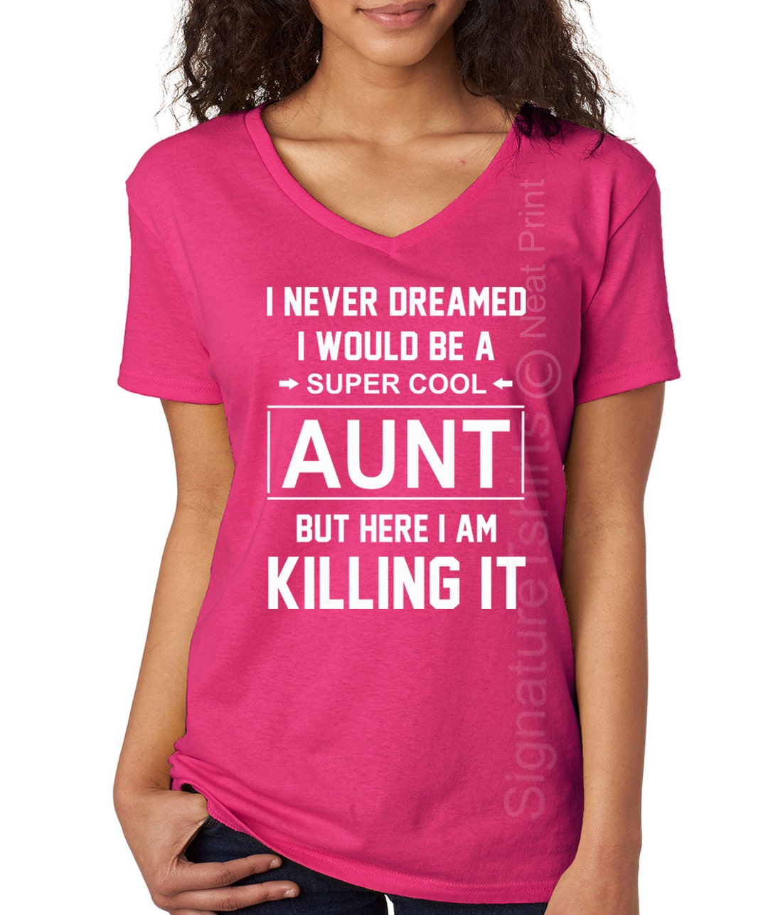 Birthday Gift for Aunt Women's V Neck Tshirt Baby Shower Tshirt Gift