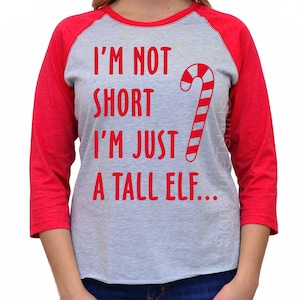 Funny Christmas Shirt. Unisex mens I'm not short raglan. Christmas t-shirt. Ugly Christmas Sweater 3/4 sleeve tee shirt Funny 2016 Christmas