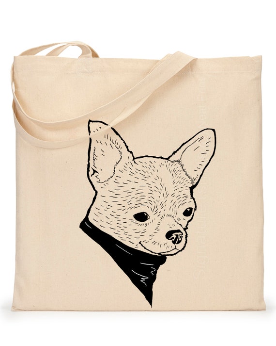 Dog Cute Canvas Tote Bags Chihuahua Tote Bag Canvas Reusable