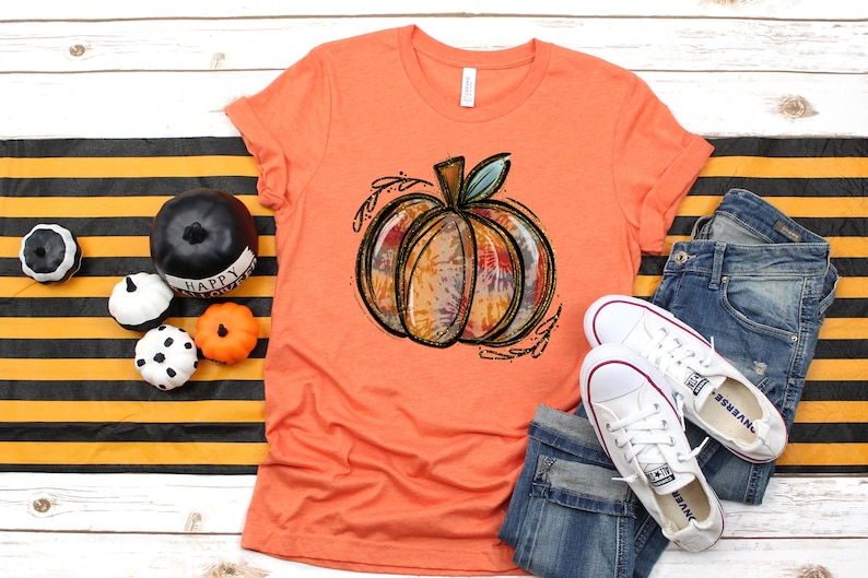 Fall Shirt, Pumpkin Shirt, Tie Dye Pumpkin Shirt, Fall Clothing, Fall Tshirt, Autumn Shirt, Tis' the season, Gift Idea, Women's Fall Shirt Orange