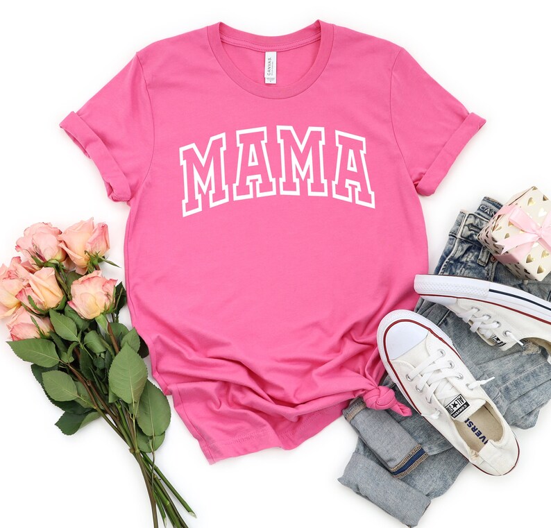 Mother's Day Shirt, Mama Shirt, Mom Shirt, Gift For Mom, Mother's Day Gift, Women's Mama Shirt, New Mom, Trendy Mom, Mama Gift Hot Pink/White