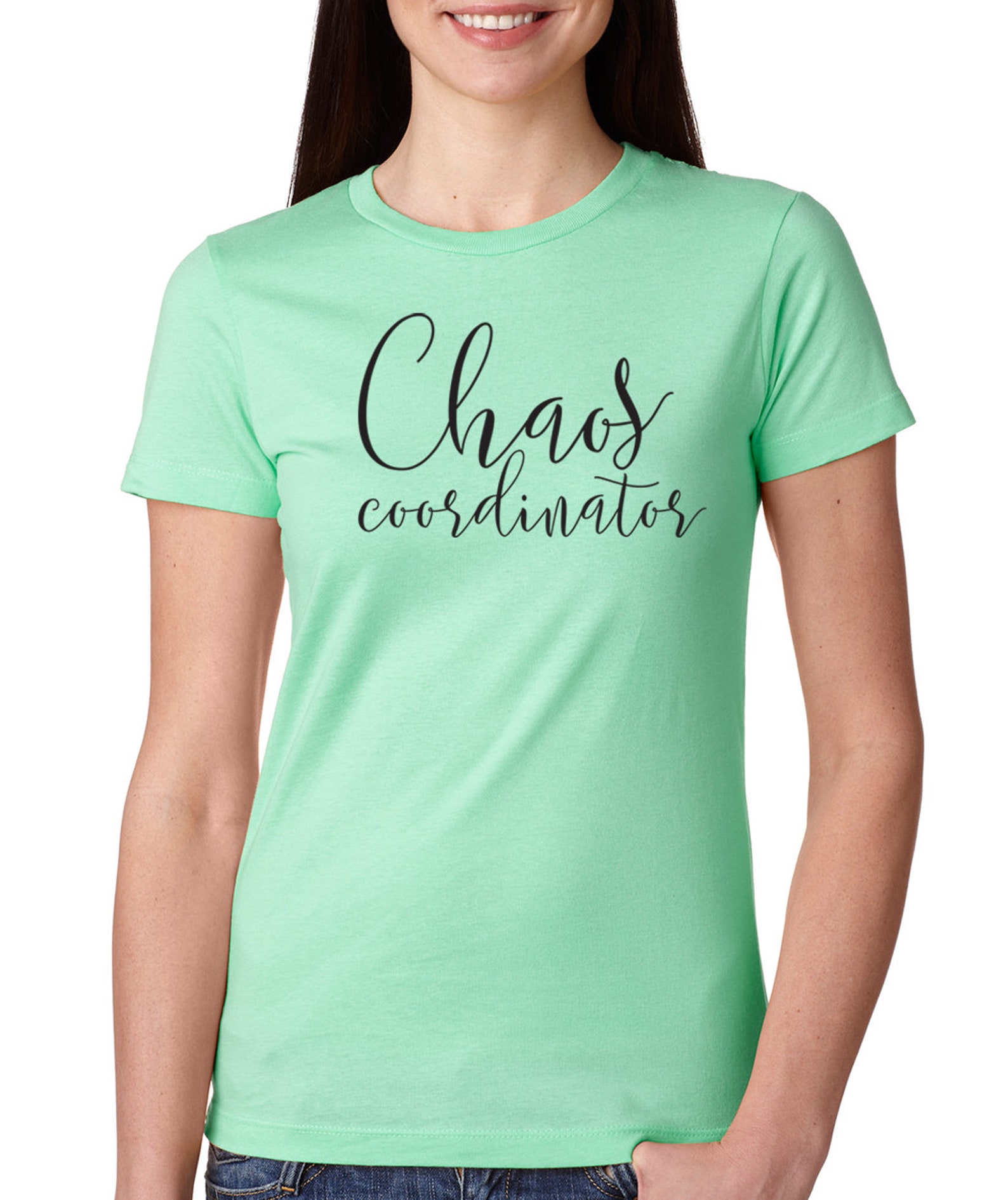 Women's Chaos Coordinator T-Shirt - Funny Letter Print Short Sleeve Tee