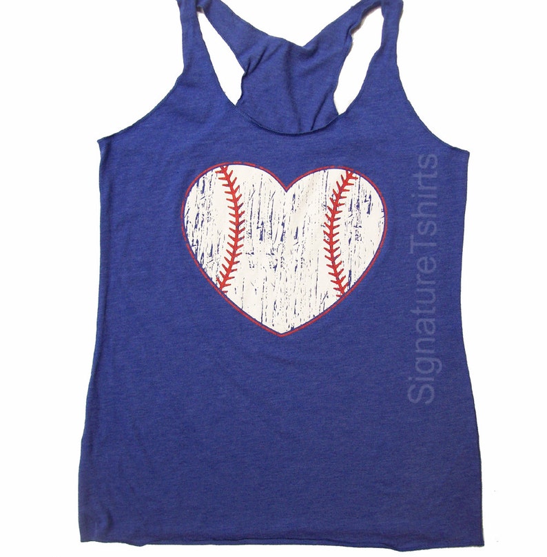 Baseball Tank top. Baseball top. Baseball womens Tank. Vintage baseball heart graphic sport game tank top image 3