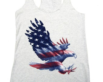 Womens Tank Top, USA Eagle Tank, 4th of July party, American Flag, US Flag,Independence day, Patriotic graphic USA American print Tank Top