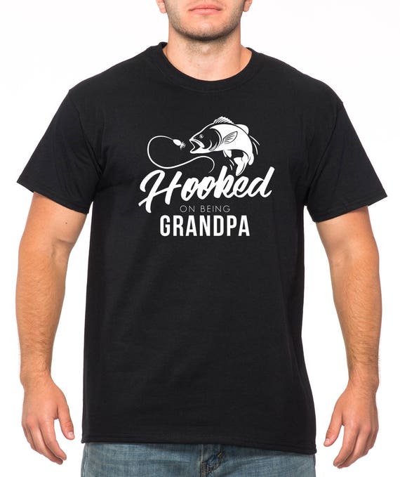 Hooked on Being Grandpa T Fishing T Fishing Mens Tee
