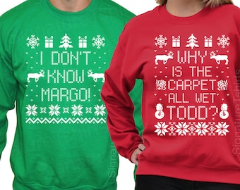 Set of 2 Christmas Couples Sweaters Todd and Margo Sweaters Margo and Todd Sweatshirt Matching Couples Christmas Sweater
