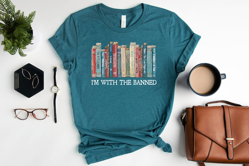 I'm With The Banned, Banned Books Shirt, Banned Books Graphic T-Shirt, Reading Shirt, Librarian Shirt, Bookish Shirt, Gift for Book Lover image 2