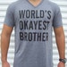 World's Okayest Brother - brother t shirt - funny gift for brother- Fathers Day Gift for brother - Birthday Gift -Soft V neck Mens Tee shirt 