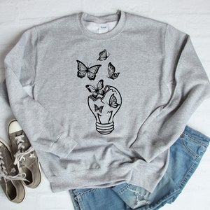 Butterfly Lightbulb  Sweatshirt - Butterfly Graphic Sweatshirt - Trendy Sweatshirt - Aesthetic Sweatshirt - Butterfly sweater