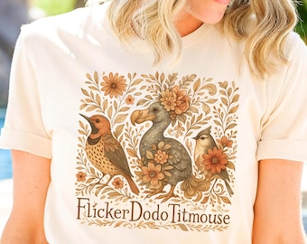 Flicker Dodo Titmouse Shirt, Subtle FDT Shirt, Gift for Democrat, Progressive Liberal Floral Tee, FDT shirt, Protest Foxtrot Delta Tango tee