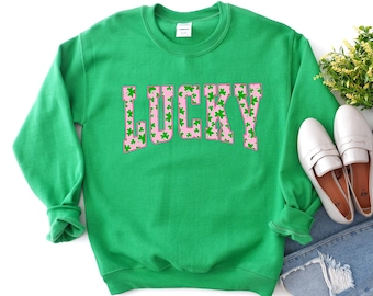Lucky St Patrick's Sweatshirt, St Patrick's Day Crewneck, Cute Women's Sweater, St. Patty's Day Sweatshirt, Lucky Holiday Party Sweatshirt
