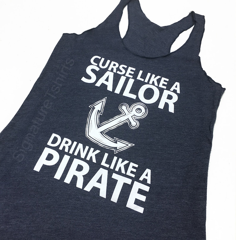 Sailor Drink like a Pirate Tank Top. Nautical tank top. Womens image 1