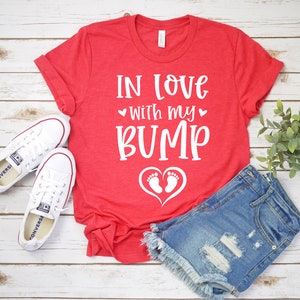 Pregnancy Announcement, Valentines Day T-Shirt, In Love with me Bump, Maternity Valentine, Valentines Day Shirt, Unisex Love tee, Baby bump image 2