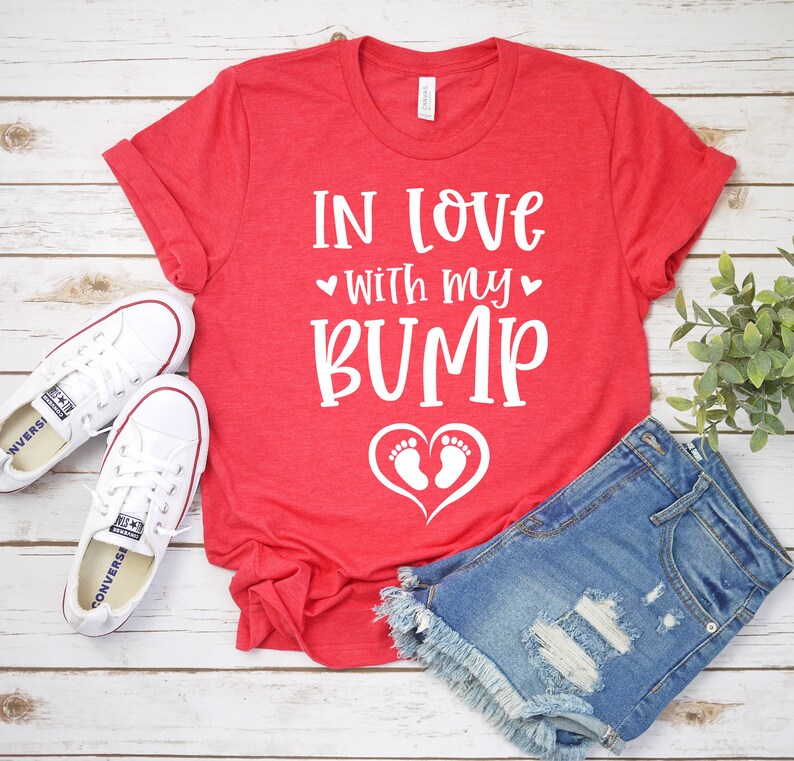 Pregnancy Announcement, Valentines Day T-Shirt, In Love with me Bump, Maternity Valentine, Valentines Day Shirt, Unisex Love tee, Baby bump image 2