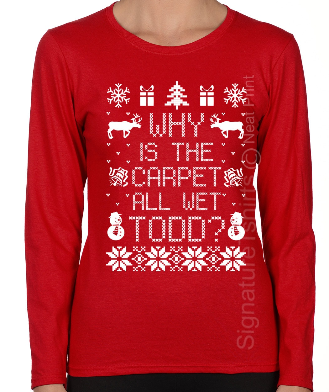Why Is The Carpet All Wet Todd? - Funny Ugly Christmas Graphic T-Shirt For Men (Black, Size 2XL) - View #5