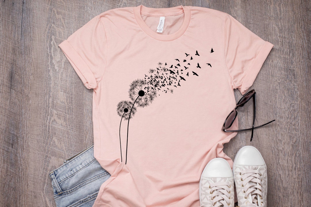 Dandelion Birds Birds T-shirt Birds Graphic Womens Shirt - Etsy