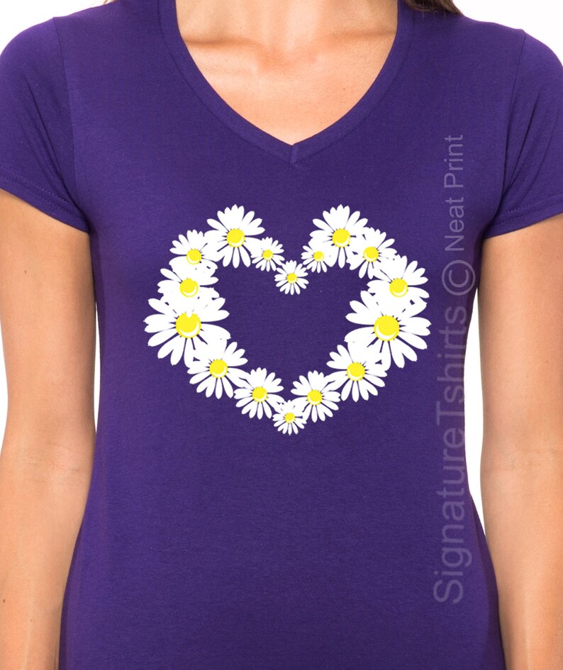 Daisy Heart T Shirt Graphic Tees Flower Daisies Retro Gift Etsy