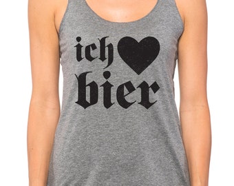 I Love Beer Oktoberfest Tank top. Oktoberfest top. Oktoberfest womens Tank. Vintage Ich Heart Bier graphic Oktoberfest German tank top