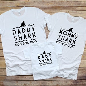 Family Shark Set, Mama Shark, Daddy Shark, Family Shark Shirts, Unisex Womens Toddler Kids Cute Matching Shark T Shirts, Mom Dad Baby Shark