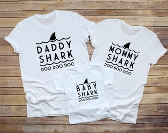 Family Shark Set, Mama Shark, Daddy Shark, Family Shark Shirts, Unisex Womens Toddler Kids Cute Matching Shark T Shirts, Mom Dad Baby Shark