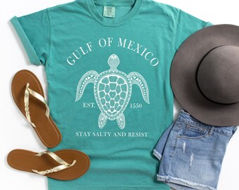 Comfort Colors® Gulf of Mexico Stay Salty and Resist Shirt, Gulf Coast Tshirt, Mexico Beach Shirt, Mexico Resist tee, Golfo de México 1550