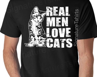 Real Men Love Cats Shirt, Gift for Dad, Husband Shirt, kids Tshirt Ladies tee shirt Funny Cat kitten Fathers Day Gift for father, Dad gifts