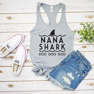 Nana Shark Doo Doo Doo Tank Top, Name Shark, Custom Name Shark, Cute Shark Shirt, Shark Birthday Party, Womens Shart Tank Top, Womens Tee image 1