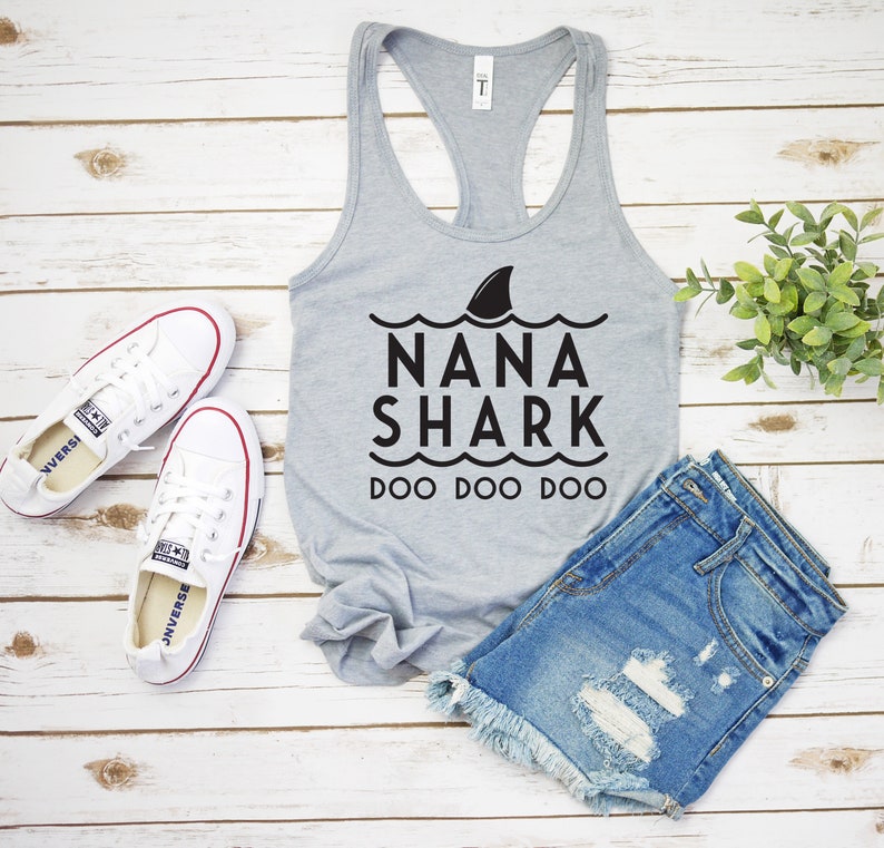 Nana Shark Doo Doo Doo Tank Top, Name Shark, Custom Name Shark, Cute Shark Shirt, Shark Birthday Party, Womens Shart Tank Top, Womens Tee image 1