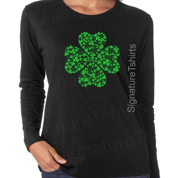 St Patricks Day LONG SLEEVE Tee Unisex Shirt Shamrock Irish St