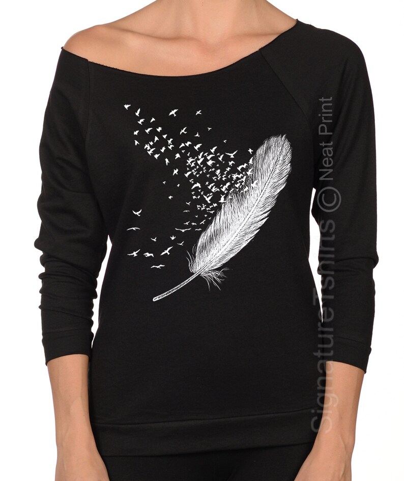 Feather Birds off the Shoulder Womens Shirt Gift for Sister - Etsy