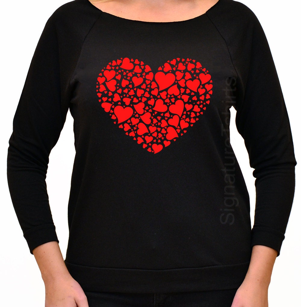 Valentines Day Gift womens pullover Red Heart Slouchy | Etsy